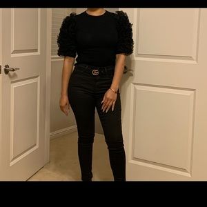 Black shirt with puffy sleeves